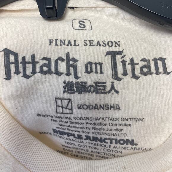 New Attack On Titan Mens Small Final Season 100% Cotton Short Sleeve Tee Shirt - Picture 3 of 3